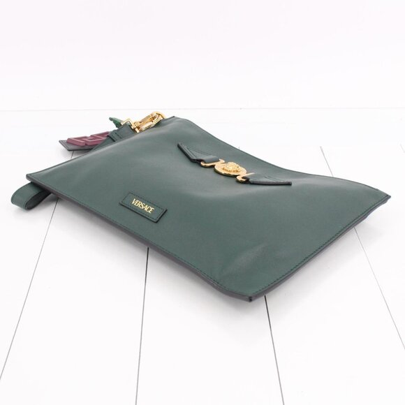 VERSACE Medusa Biggie Pouch In Green with Charm - Picture 7 of 13